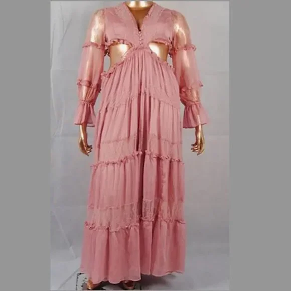 Boho Party Cut Out Maxi Dress - Curvy Pink | Color: Pink | Size: 3X | Strengthlife's Closet Boho Party Cut Out Maxi Dress - Curvy Pink | Color: Pink | Size: 3X | Strengthlife's Closet